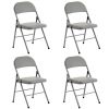 4pcs Elegant Foldable Iron & PVC Chairs for Convention & Exhibition Gray