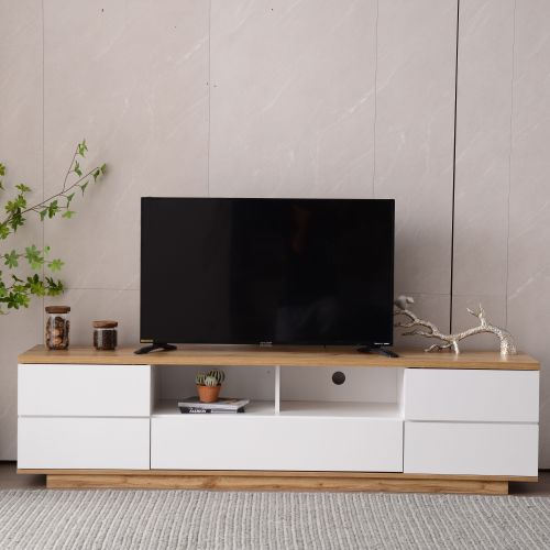 Modern TV stand for TVs up to 80'' , Media Console with Multi-Functional Storage, Entertainment Center with Door Rebound Device