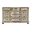 Silver Finish European Design 1pc Luxury Dresser with 11 Drawers Genuine Marble Insert Traditional Bedroom Furniture