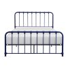 Metal Bed Blue Finish Full Platform Bed 1pc, Bed in a Box