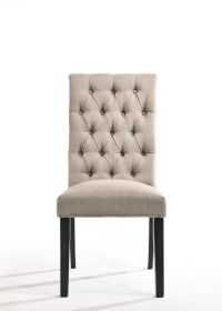 Morland Tan Linen & Vintage Black Finish Side Chair (Set of 2)
