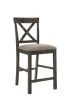 Martha II Tan Linen & Weathered Gray Finish Counter Height Chair (Set of 2)