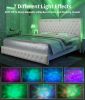 Queen Size Wingback Upholstered Platform Bed Frame with Galaxy Projector, Diamond Button Headbaord, USB Charger, Music Speaker, Velvet