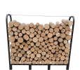 Artibear Firewood Rack Stand 4.1ft Heavy Duty Logs Holder for Outdoor Indoor Fireplace Metal Wood Pile Storage Stacker Organizer, Matte Black