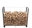 Artibear Firewood Rack Stand 4ft Heavy Duty Logs Holder for Outdoor Indoor Fireplace Metal Wood Pile Storage Stacker Organizer, Matte Black
