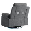 Power Recliner Glider Chair With Bluetooth Speaker 270 Degree Swivel With LED Light Side Arm With Storage Pockets USB+Type C Charging Port Button Cont