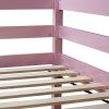 Twin High Loft Bed, Rubber Wood Loft Bed with Safety Guardrail, built-in desk, ladder,Pink