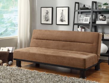 1pc Elegant Lounger Brown Microfiber Upholstery Solid Wood Modern Home Furniture Sleeper Sofa