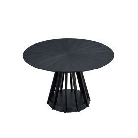 47.24 Inch Saving Place Table,Wooden Dining Table for 4 Persons,Modern Design Round Kitchen Table with Sturdy Pedestal for Living Room,Apartment