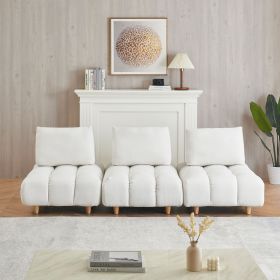 90 inches long, Teddy Sofa Fabric, with spacious and comfortable seats, for Apartment Office Living Room -Beige