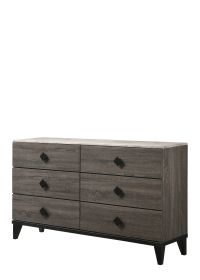 Avantika Faux Marble Top & Rustic Gray Oak Finish Dresser