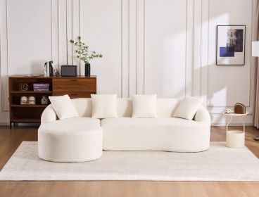 LingYu022White Compression Sofa, Memory Foam 3-Seater Sofa, No Installation & Easy to Transport, Deep Seat Modern Sofa with Chenille Fabric