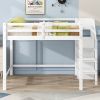 Full Size Loft Bed with Built-in Storage Wardrobe and Staircase, White(Old SKU:SM000527AAK)
