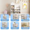 White Kids Wooden Bookshelf Toy Storage Organizer with Bookcase, Kid's Bin Storage Unit with 6 Compartments 2 Baskets Bins Toys Box Organizer