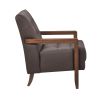 Modern Style Accent Chair Dark Brown Leather Upholstered Tufted Detail Walnut Finish Wood Furniture 1pc