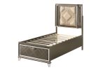 Skylar Synthetic leather & Dark Champagne Finish Full Bed W/Led & Storage