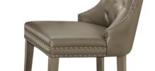 Kacela Champagne Synthetic Leather & Champagne Finish Side Chair (Set of 2)