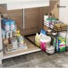 Two-tier sink organizer, pull out cabinet organizer two layers slide out of the sink cabinet organizer