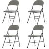 4pcs Elegant Foldable Iron & PVC Chairs for Convention & Exhibition Gray