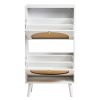 FCH 2 dump buckets with high feet round rattan shoe cabinet particle board + plastic rattan 54*24*98cm white frame + original wood rattan surface + go