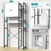 Over The Toilet Storage Cabinet with 4-Tier Side Adjustable Storage Shelves, Non-slip Freestanding Over Toilet Storage W/Hooks