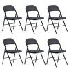 [Old Code: 21983178]6pcs Elegant Foldable Iron & PVC Chairs for Convention & Exhibition Black