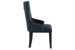 Varian II Dark Navy Velvet & Black Finish Side Chair