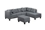 104.5" Upholstered Sofa,Chaise & Ottoman,Gray