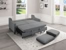 Modern Convertible Studio Sofa with Pull-Out Bed Seatback Cushions Dark Gray Velvet Upholstery Solid Wood Furniture 1pc