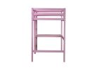 Twin High Loft Bed, Rubber Wood Loft Bed with Safety Guardrail, built-in desk, ladder,Pink