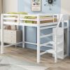 Full Size Loft Bed with Built-in Storage Wardrobe and Staircase, White(Old SKU:SM000527AAK)