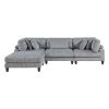 Living Room Furniture 4-Piece Modular Sectional Sofa Set Gray Corduroy Soft Cushion Pillows Solid Wood Legs