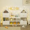 Twin Over Twin Bunk Bed Metal Bed with Half Roof, Guardrail and Ladder White