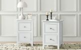 Modern White Nightstand Set of 2,Bed Side Table with 2 Drawers, End Side Table Double for Bedroom Living Room