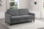 Modern Convertible Studio Sofa with Pull-Out Bed Seatback Cushions Dark Gray Velvet Upholstery Solid Wood Furniture 1pc