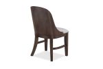2pc Mid-Century Modern Upholstered Dining Chair Barrel Back Brown Walnut Finish Wooden Dining Room Furniture
