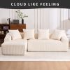 LingYu023White Compression Sofa, Memory Foam 3-Seater Sofa, No Installation & Easy to Transport, Deep Seat Modern Sofa with Corduroy Fabric