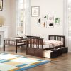 Twin over Twin Bunk Bed with Drawers, Convertible Beds, Espresso(Expected Arrival Time: 12.16)