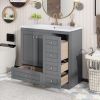 [Video]36 inch Shaker Style Free-Standing Bathroom Vanity Cabinet with Sink, 4 Soft-close Drawers and 2 Soft-close doors