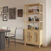 FCH 4-layer with double doors Triamcinol board rattan surface 78*35.5*180cm display cabinet original wood color