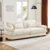 Large Size Modern Two-seater Sofa with Bolstered Armrests,Velvet 2-Seater Sofa With Waist Pillows and Throw Pillows , Suitable for Living Room , Loft