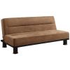 1pc Elegant Lounger Brown Microfiber Upholstery Solid Wood Modern Home Furniture Sleeper Sofa