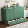Queen Size Murphy Bed with Built-In Charging Station, Green(ETA:12.16)