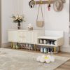 Modern Shoe Storage Bench with Hidden Storage and Upholstered Cushions for Bedside,Living Room and Entryway