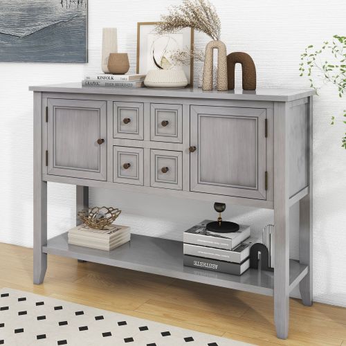 Cambridge Series Ample Storage Vintage Console Table with Four Small Drawers and Bottom Shelf for Living Rooms,Entrances and Kitchens