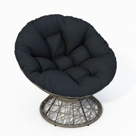 40" Ergonomic Wicker Papasan Chair with Cloud Thick Density Fabric Cushion,3-proof Cover,High Capacity Iron Frame,Fluid 360 Degree Swivel for Reading (Color: as Pic)