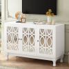 Modern Mirrored TV Stand for TV up to 55 Inches,Entertainment Center Solid Wood Legs,Metal Handle and 3 Adjustable Shelves For Living room
